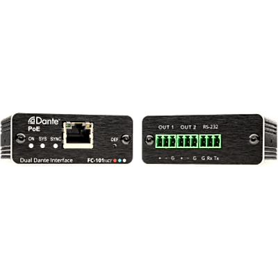 Decodificador Dante | 2 Canales | Salidas Mono Balanceadas | Alimentación PoE | Control de Volumen | Conversión 32 bits | Frecuencia de Muestreo 96 kHz | Kramer Protocol 3000