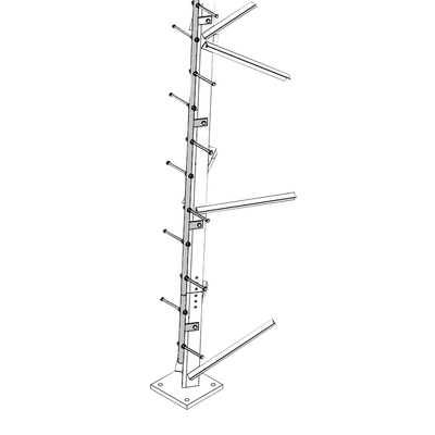 Escalerilla tipo perno / Acero galvanizado / 40 cm entre peldaños / 150 kg por peldaño / 140 ft (42.7 m) / Sección cuadrada