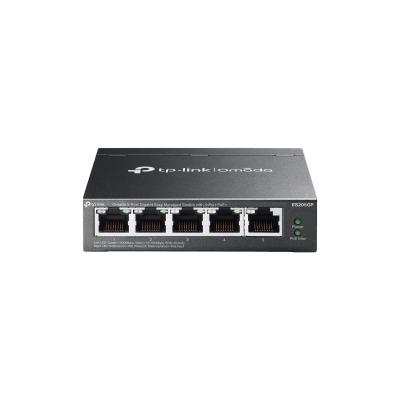 Switch Gestionado 5 Puertos Gigabit / 4 Puertos PoE+ 802.3at/af / 65W Power Budget / Gestión Cloud Omada SDN / Sin Ventiladores / QoS / VLAN