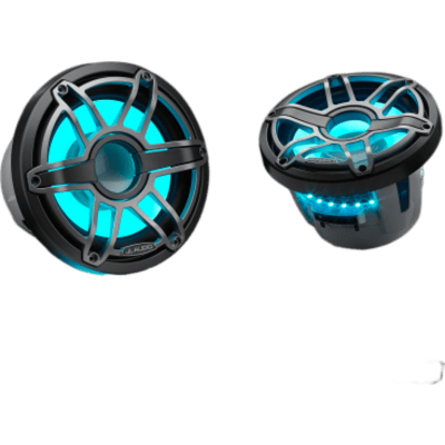 Subwoofer Náutico 8" / 200 W RMS / 4 Ω / Iluminación LED Transflective™ / Rejilla Deportiva de Titanio / Deflector Infinito o Caja Cerrada / Marino