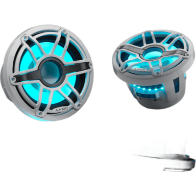 Subwoofer Náutico 8" / 200 W RMS / 4 Ω / LED Transflective™ / Rejilla Deportiva Blanca / Deflector Infinito o Caja Cerrada / Marino