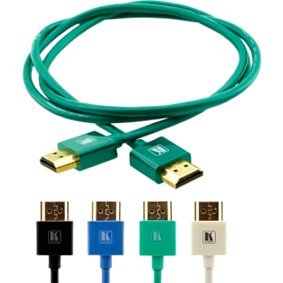 Cable HDMI Ultra Delgado Alta Velocidad con Ethernet | 4K@60Hz (4:2:0) | 18Gbps | Conector HDMI Delgado 16 mm (0.63 in) | Radio de Curvatura 36 mm (1.42 in) | Triple Blindaje | Conectores Chapados en Oro 24K | 3 mts | Verde