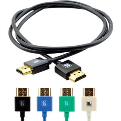 Cable HDMI Ultra Delgado Alta Velocidad con Ethernet | 4K@60Hz (4:4:4) | 18Gbps | Conector HDMI Delgado 16 mm (0.63 in) | Radio de Curvatura 36 mm (1.42 in) | Triple Blindaje | Conectores Chapados en Oro 24K | 0.9 m | Negro