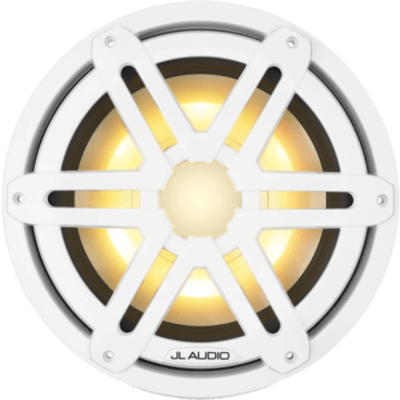 Subwoofer Náutico / 10" / LED RGB / Rejilla Deportiva Blanca / 175 W RMS / 4 Ω / Deflector Infinito / Cono de Polipropileno Relleno de Mica / Montaje Empotrado