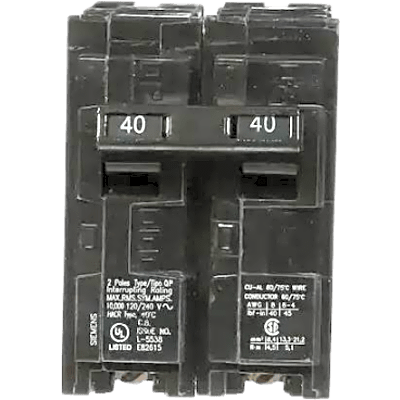 Interruptor automático enchufable tipo QP 2 polos, 40 amp.