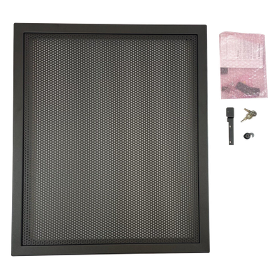 Puerta Ventilada para Gabinete / Acero Calibre 16 / Tamaño B 2 Niveles / Bisagra Reversible 180° / 61.28 cm x 72.71 cm / Color Negro