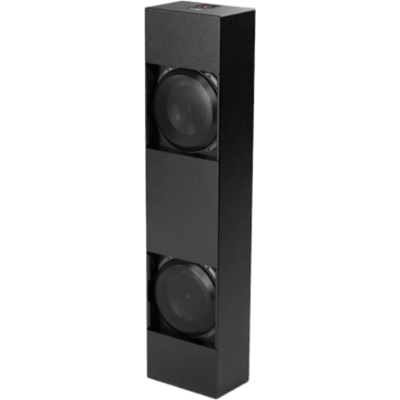 Subwoofer de Cine Personalizado / Dual 13.5″ / Carcasa Sellada Profunda 9″ (229 mm) / Dimensiones 1504 x 356 x 229 mm (59.20 x 14 x 9 in) / Potencia RMS 2000 W / Respuesta de Frecuencia 22 Hz-150 Hz / Acabado Texturizado Negro / Rejillas Inclu