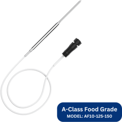 Sonda de Temperatura PT100 Clase B / Tubo Recto Acero Inoxidable 304 / Cable PVC 2 m (6.6 ft) / Rango -40 a 125 °C / Precisión ±0.5 °C / Compatible con TS301 y TS302