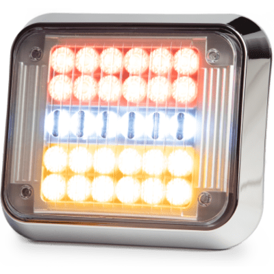 Luz Perimetral 7x9" STTR (Rojo/Blanco/Ámbar) 12V Bisel Cromado