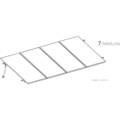 Estructura de Montaje Fotovoltaico / Losa Plana / Viento 170 km/h / Inclinación 10° / Rieles E-O 3.55 m (11.65 ft) / Rieles N-S 2.14 m (7.02 ft) / Altura 0.52 m (1.71 ft) / Área 10 m² / Módulos 645 W