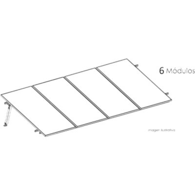 Estructura de Montaje Fotovoltaico / Losa Plana / Configuración 1x3 / Viento 170 km/h / Inclinación 10° / Rieles E-O 3.55 m (11.65 ft) / Rieles N-S 2.14 m (7.02 ft) / Altura 0.52 m (1.71 ft) / Área 10 m² / Módulos 645