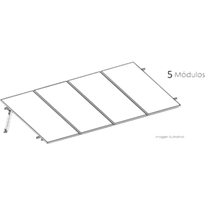 Estructura de Montaje Fotovoltaico / Losa Plana / Configuración 1x3 / Viento 170 km/h / Inclinación 10° / Rieles E-O 3.55 m (11.65 ft) / Rieles N-S 2.14 m (7.02 ft) / Altura 0.52 m (1.71 ft) / Área 10 m² / Módulos 645