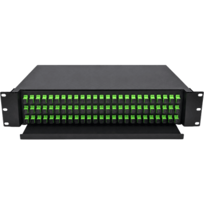 Distribuidor de Fibra Óptica (ODF) para 72 Empalmes, con 72 Acopladores SC/APC y 72 Pigtails SC/APC, para Rack de 19, 3 UR
