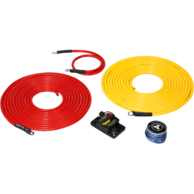 Kit Náutico de Conexión de Alimentación Premium / 6 AWG / 12 V / Un Amplificador / Hasta 6.09 m (20 ft) de Batería / Cobre OFC Puro Estañado / Disyuntor Marino 50 A IP67 / SAE J1171 / Terminales de Acero Inoxidable