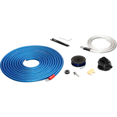 Kit de Conexión de Alimentación Premium / 4 AWG Real / 12 V / Un Amplificador / Conductor de Cobre OFC / Portafusible hasta 100 A / Fusible MAXI 80 A / Cable de Alimentación 5.8 m (19 ft) / Cable de Tierra 0.9 m (3 ft) / Cable Remoto 