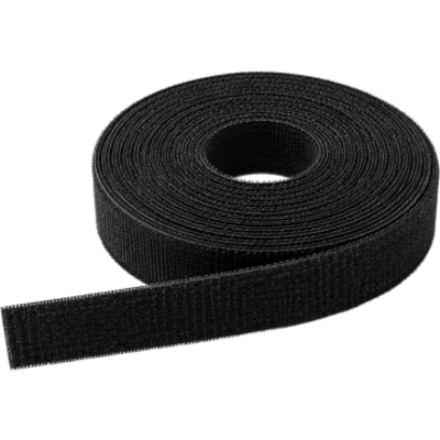 Rollo de Cinta de Contacto Continua para Organización de Cables / Reutilizable, Ajustable y Autoadherente / Color Negro / 16 mm × 50 m