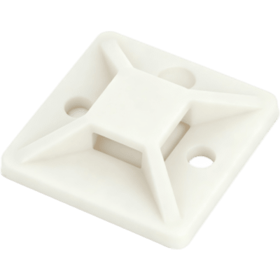 Bases Autoadhesivas para Cinchos / Organización de Cables / Entrada en Cuatro Direcciones / Instalación sin Taladro / Color Blanco / Medida 30 × 30 mm / Paquete con 100 Piezas