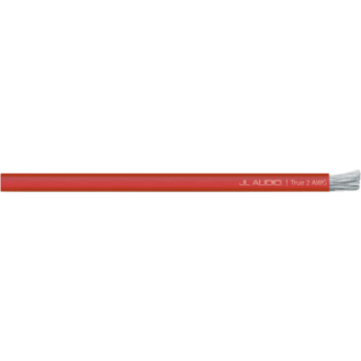 Cable de Alimentación para Amplificadores / 2 AWG Real / 50 pies (15.2 m) / Cobre Puro OFC 2,940 Filamentos / Conductores Estañados Resistentes a la Corrosión / Cubierta PVC Suave y Flexible / Rojo Translúcido / Capacidad hasta
