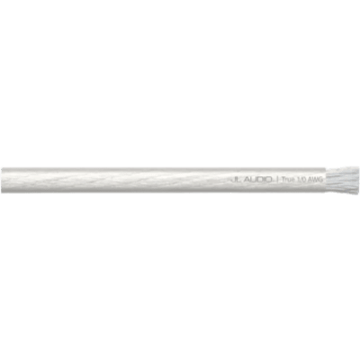 Cable de Alimentación JL Audio / 1/0 AWG Real / 50 pies (15.2 m) / Cobre Puro OFC / 4,704 Filamentos / Conductores Estañados Resistentes a la Corrosión / Cubierta PVC Transparente / Hasta 250 A / Audio Automotriz y Marino