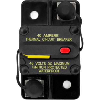 Disyuntor Marino Rearmable / 40 A / Protección IP67 / Certificación SAE J1171 / Terminales M6 de Acero Inoxidable / Resistente a la Corrosión / Indicador de Alta Visibilidad / Inmersión hasta 1 m (3.28 ft)