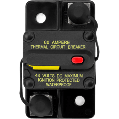 Disyuntor Marino / 60 A / IP67 / Protección contra Ignición SAE J1171 / Restablecimiento Manual / Indicador de Alta Visibilidad / Inmersión Temporal 1 m (3.28 ft) / Terminales de Acero Inoxidable Resistentes a la Corrosión / Mo