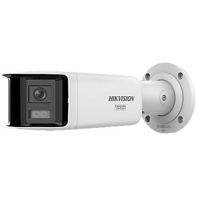 [FlexVu] [PROTECCIÓN ACTIVA] Bala IP Panorámica 8 Megapixel (4K) / 2 Lentes 2.8 mm (180°) / Imagen a Color 24/7 (ColorVu 3.0) / PoE / WDR 130 dB / IP67 / ACUSENSE / Luz Estroboscópica y Alarma Audible / 40 mts Luz Blanca / Micro SD