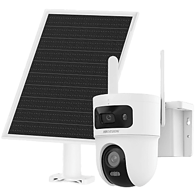 [Incluye SIM] Kit Solar IP All in One Doble Lente / AOV / PT IP 4 Megapixel Lente 4 mm / Fijo 4 Megapixel Lente 2.8 mm / Panel Solar + Batería de Respaldo de Litio (9000 mAh) / Incluye Sim 4G / Audio Bidireccional / Dual Light / IP66 / Micro SD