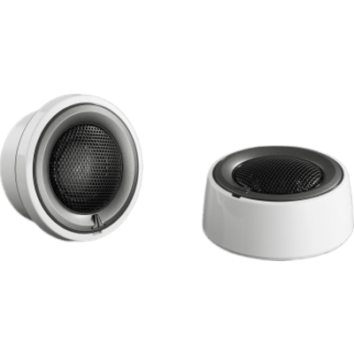 Tweeter de Componentes Náutico / 1" / Cúpula de Seda / Alta Potencia y Amplia Dispersión / Montaje Empotrado o Superficial / Resistente a Corrosión y UV / Incluye Soportes Blancos y Anillo Gris