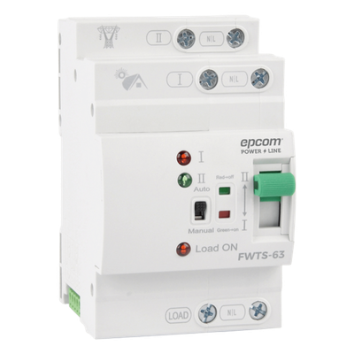 Interruptor de Transferencia Automática / 110 VCA / 63 A / Conmutación 20 ms / Doble Entrada / Protección Industrial