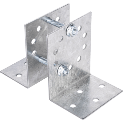 Base Multiposición para postes de paso o esquina / Acero Galvanizado Cal. 12 / 0.36 kg / Kit de Tornillería Incluido / Compatible con Postes de Cerco 1"