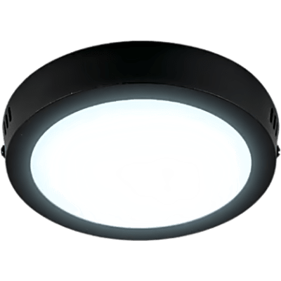 Plafón LED 12 W / Diámetro de 160 mm (6.3 in) / 800 lm / Luz de día 6500 K / Carcasa Color Negro / Ángulo 100° / IRC 80 / 15,000 h / NOM-003