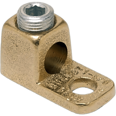 Conector de Cobre con 1 Orificio para Cable Calibre 14 AWG (Sólido)-8 AWG (Trenzado) / Orificio #10.