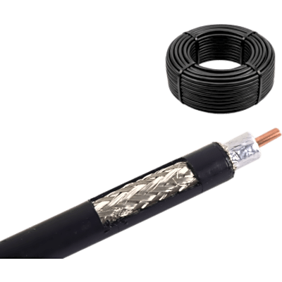 Rollo de 50 metros de Cable Coaxial Tipo RG-8 LMR400 de Baja Pérdida, 50 Ohms