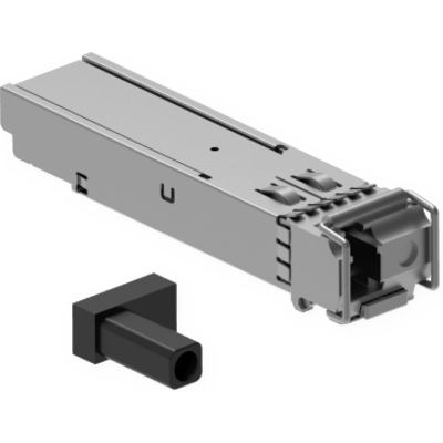 Transceptor SFP BIDI / 1.25 Gb/s / Alcance 20 km sobre Fibra Monomodo G.652 / Conector LC Simplex / Par de Adaptadores (TX/RX 1310/1550 nm y 1550/1310 nm) / Carcasa Metálica para Bajo EMI y Protección ESD / Temperatura -40°C a +85°C 
