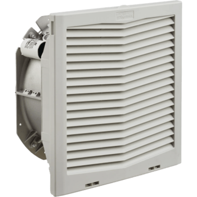 Ventilador con Filtro de Montaje Lateral HF13 / Flujo de Aire 149 CFM (253 m³/h) / 115 Vca / Gris Claro RAL 7035 / Instalación Click-Fit sin Herramientas / Rejilla con Bisagras / Type 12