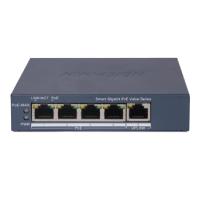 SWITCH GIGABIT POE+ / ADMINISTRABLE / 4 PUERTOS 1000 MBPS POE+ / 1 PUERTO 1000 MBPS UPLINK / CONFIGURACIÓN NUBE HIK-PARTNERPRO / MODO EXTENDIDO HASTA 300 METROS / 45 WATTS