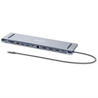 DOCKING/MANHATTAN/190305/ESTACIÓN DE CARGA / HUB MULTIPUERTO USB-C PD 12 EN 1 PARA TRES PANTALLAS 4K