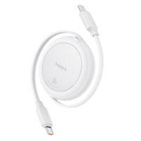 CABLE RETRACTIL BASEUS 1M, TIPO C A TIPO C, CABLE DE CARGA 60W, COLOR BLANCO