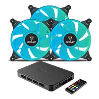 VENTILADORES OCELOT GAMING OFKIT-2 / KIT 3 PIEZAS / 120MM / RGB / HUB PARA 10X VENTILADORES RGB / CONTROL REMOTO / 38.5 CFM / 1200 RPM / 21.2 DB / COLOR NEGRO