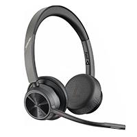 DIADEMA HP POLY 77Z00AA VOYAGER 4320 / VERSION MICROSOFT TEAMS, INALAMBRICA, BINAURAL, BLUETOOTH, DONGLE USB-A, ALCANCE DE 50 M HASTA 24 H DE CONVERSACION CON BASE DE CARGA
