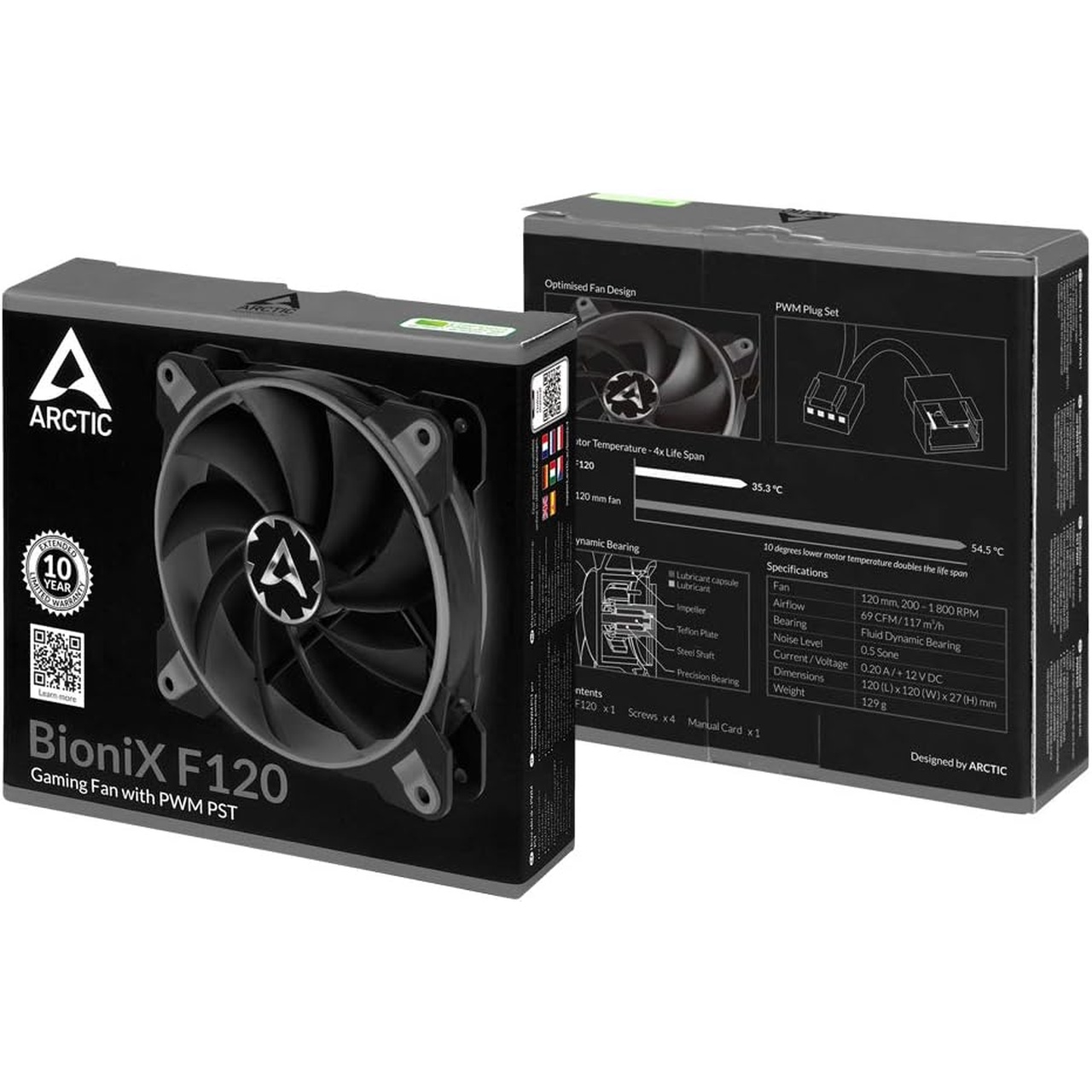 ARCTIC VENTILADOR BIONIX F120 PWM PST (BLACK/WHITE)