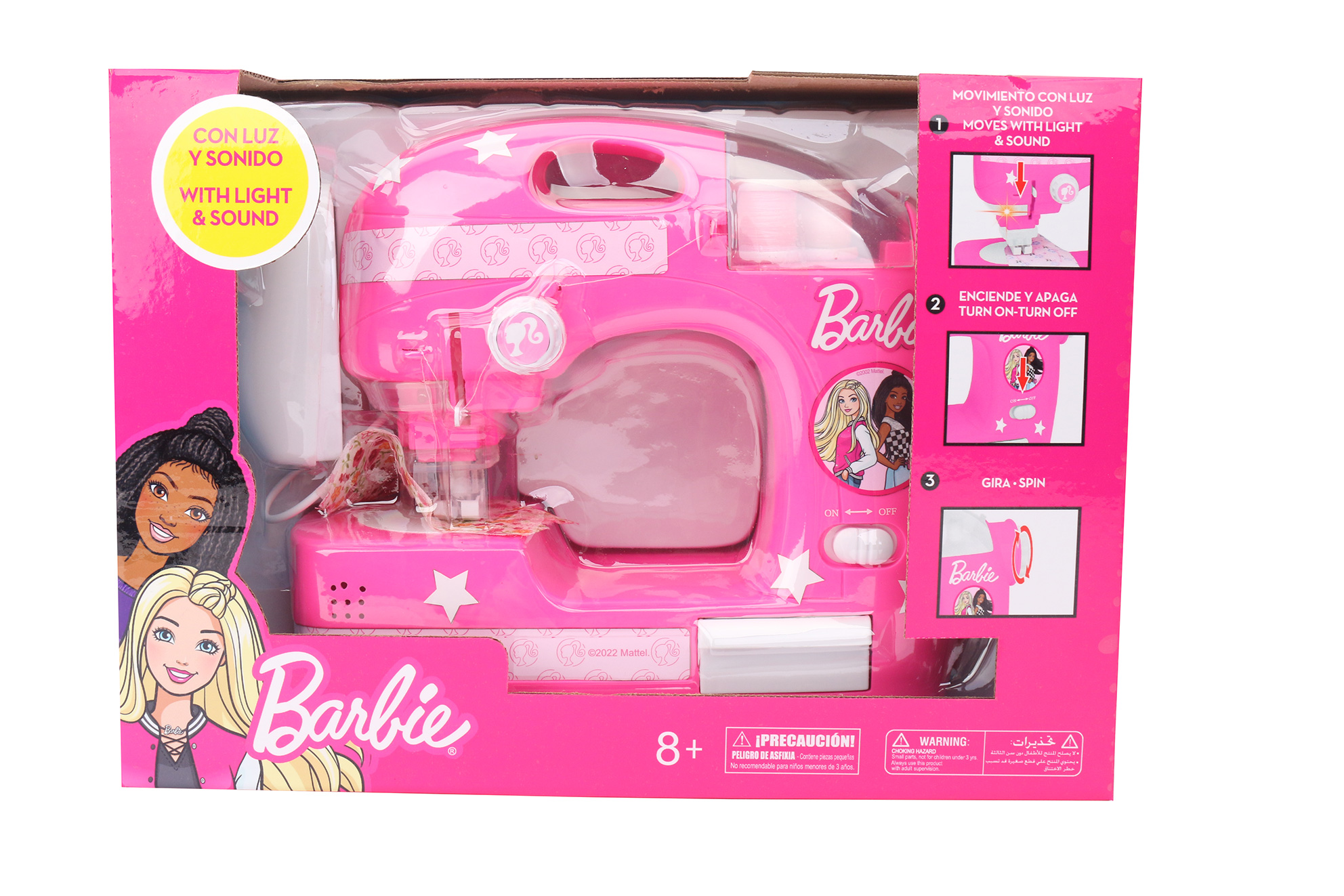 BARBIE MÁQUINA DE COSER CON LUZ Y SONIDO PORTATIL ROSA